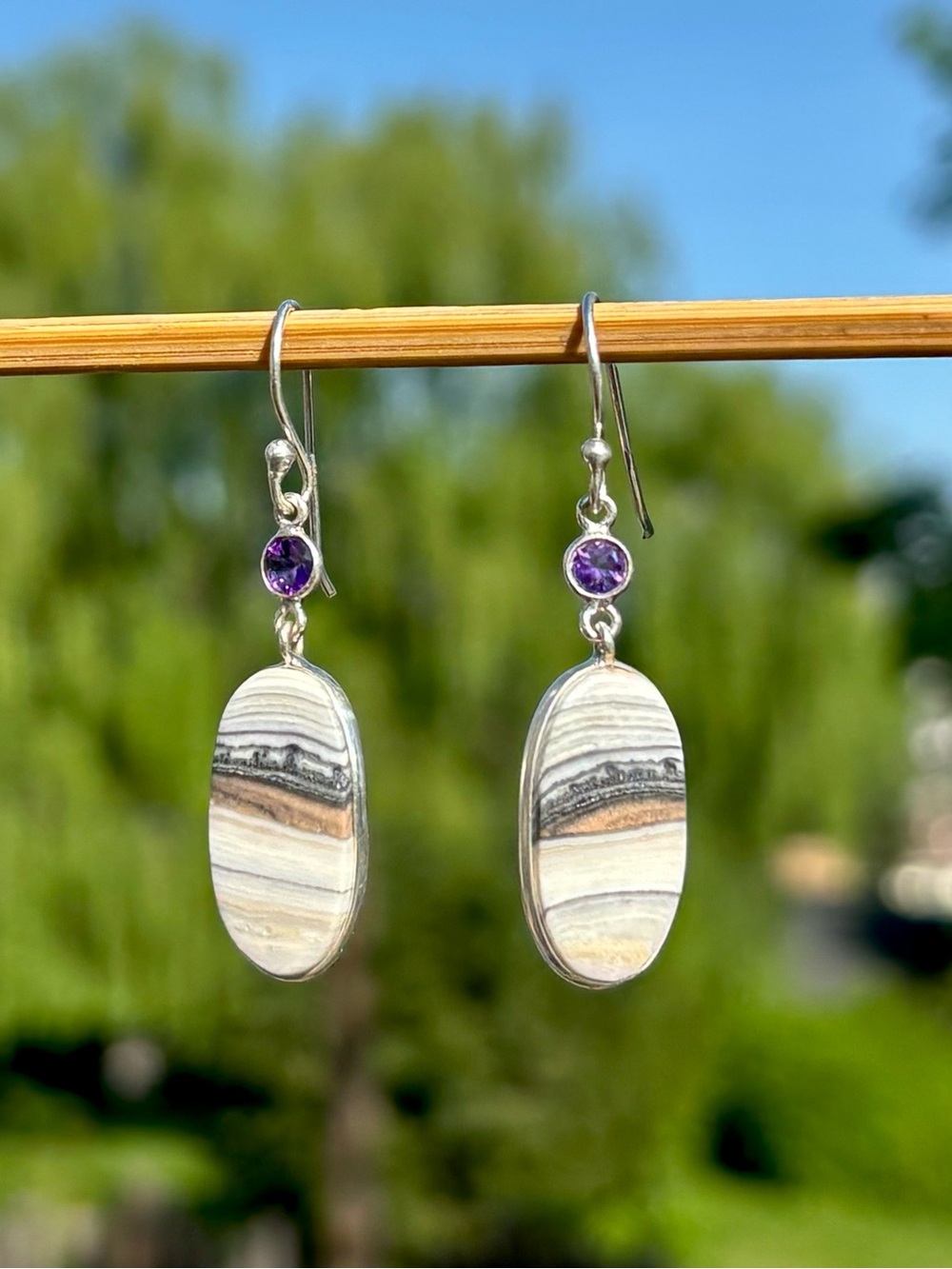 NEW! Prairie Agate & Amethyst Earrings